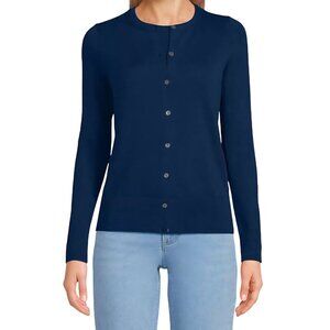 Lands' End 2024 Fine Gauge Cotton Cardigan Deep Sea Navy Size S
